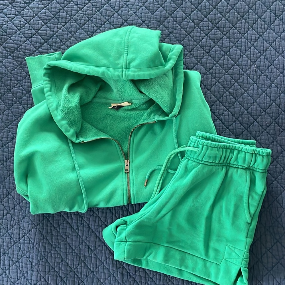 Green Hoodie and short set
